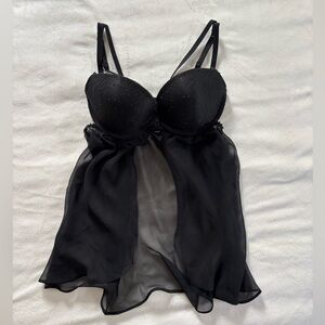 Victoria's Secret Black Sheer Babydoll Chemise